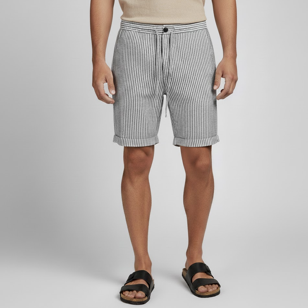 Men's Linen Shorts with Striped Design